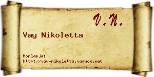 Vay Nikoletta névjegykártya